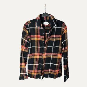 Topman Plaid Flannel Shirt – Black, Orange & Pink – Size S